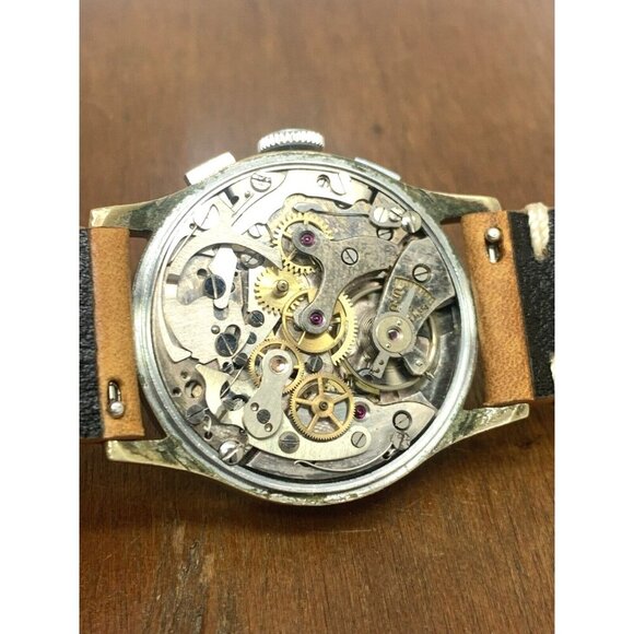 Felder Delbana Men's Watch Vintage Swiss Manual Wind WWII Chronograph Black Dial - Picture 6 of 15